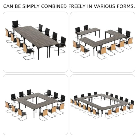 LayBurst 6.5ft Conference Table with Flexible Configuration,Conference Room Table with Adjustable Footpads,Stable Structure,Large Rectangle Seminar Table for 4-22Person LayBurst