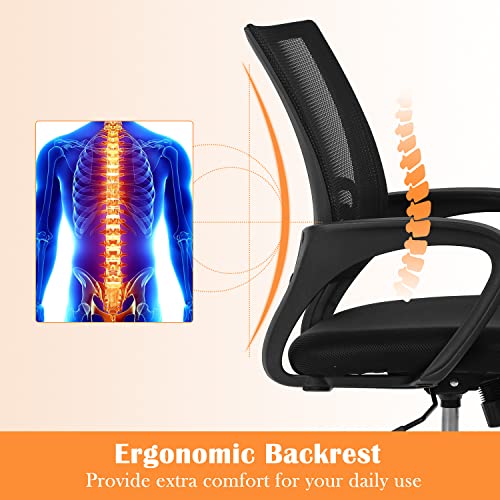 Mesh Computer Chair Home Office Chair Ergonomic Desk Chair with Lumbar Support& Armrest, Adjustable Mid Back Task Chair Rolling Swivel Executive Chairs for Adults, Black YIQIEDEY