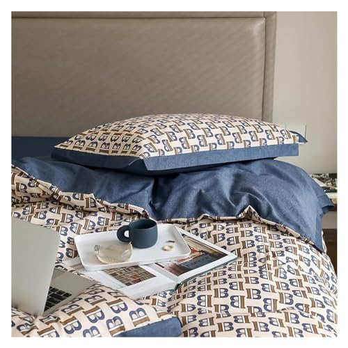 TXGJWRA Marbling Bedding Set Cotton Duvet Cover Bed Linen Set King Bedding Queen Single Size Comforter Sets Summer Duvet Cover Sets,C-Flat -King TXGJWRA