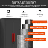 HPDMC Garage Storage Cabinet System 9-Pcs Workshop Set Garage Cabinets and Storage System with Steel Cabinet Drawers, Rolling Chest, Workbench, Pegboard for Garage Tool Organization, Black and Red HPDMC