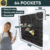 SunVara Vertical Wall Planter Vertical Garden Wall Living Wall Planters Outdoor Wall Garden Planter Outdoor Vertical Wall Planters for Outdoor Plants Wall Pocket Planter Hanging Grow Bags 64 Pockets SunVara