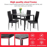 PayLessHere Dining Table and Chairs Set, Modern Rectangular Marble Table top with 4 Chairs PU Leather for Dining Room and Kitchen, Black Marble PayLessHere