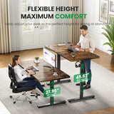 DeskShow 1 Inch Thick Tabletop Electric Standing Desk Adjustable - 60x28 Inch Sit Stand Desk, Double Beam Frame, 3 Memory Height Adjustment, Cable Management for Home Office DeskShow