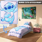 Disney Stitch Duvet Cover and Pillowcase Set, Single or Double Size, Bedroom Accessories for Kids Teens (Pink Stitch Single) Disney