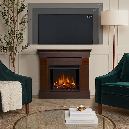 Real Flame Chateau 41” Electric Fireplace with Mantel for Living Room or Bedroom, Replaceable Fireplace Insert Heater, Realistic Log and Flame Effect, Remote Control, Timer Real Flame