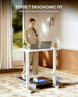 FLEXISPOT H7 Plus Gas Spring Adjustable Standing Desk, Mobile Rolling Sit-Stand Workstation with Whee, Cordless Stand Up Desk for Small Room & Home Office, 40" One-Piece Desktop White,height 27.6"–45" FLEXISPOT