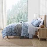 Eddie Bauer - King Comforter Set, Soft Reversible Bedding with Matching Shams, Wildflower Inspired Luxurious Bedding Set with Stripe Reverse (Fern Garden Blue, King) Eddie Bauer