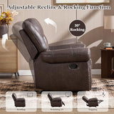 CANMOV Rocker Recliner Chair, Leather Recliner Chair with Overstuffed Backrest and Armrests, Manual Single Sofa for Living Room,Bedroom, Dark Grey