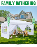 Acepic 10x20 Pop Up Canopy Tent with 6 Removable Sidewalls, One-Push Center Lock Design, Commercial Grade Waterproof Party Gazebo, UV Protection Outdoor Event Shelter with Church Windows, White Acepic