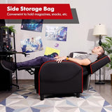 GYMAX Gaming Recliner, Massage Gaming Chair with Adjustable Footrest, Remote Control & Side Pocket, Ergonomic Game Lounge Chair, Racing Style Single Theater Seat Game Sofa for Adults (Red)