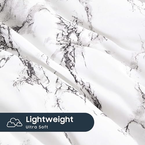 Wake In Cloud - Marble Comforter Set, Neutral Modern Aesthetic for Men Women, Soft Lightweight Bedding, 3 Pieces, Black White, Twin/Twin XL Size Wake In Cloud