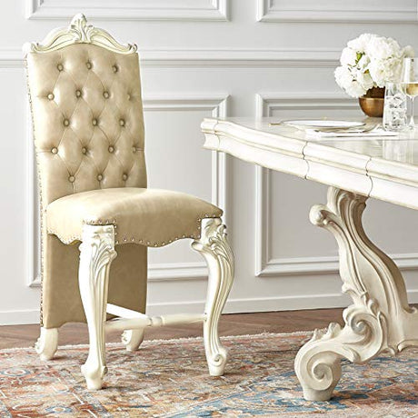 ACME Versailles Counter Height Chair (Set-2) - 61152 - Vintage Gray PU & Bone White ACME Furniture