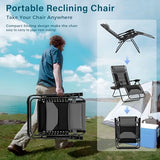 MFSTUDIO Padded Zero Gravity Chair Set of 2, Folding Patio Lounge Recliner with Adjustable Pillows & Cup Holder for Poolside Backyard, Support 400lbs(Grey)