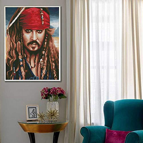 5D DIY Diamond Painting, Pirates of The Caribbean Captain Jack Movie Poster 5 Pieces Diamond Painting Kits for Adults Full Drill Square Diamond Gem Art Beads Painting for Kids 17.7x37.4 inches Yartmixs