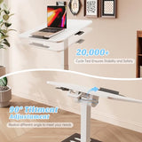 JYLH JOYSEEKER Foldable Mobile Standing Desk, 90 Tiltable Rolling Standing Desk, Height Adjustable Portable Laptop Workstation for Home Office, Easy to Fold, White JYLH JOYSEEKER