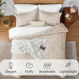 Kozyhvn Twin XL Comforter Set Khaki, Cute Floral Bed in a Bag Twin XL Boho 5 Pieces, Soft Fluffy Bedding Sets with Comforter, Sheets, Pillowcase & Sham, All Season Kozyhvn