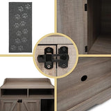 Front Row Cat Litter Box Furniture Enclosure | Wooden Hideaway Litterbox | Magnetic Closure with Metal Latch | Includes Cat Litter Trapping Non-Slip Mat with Scatter Control | Greige FRONT ROW