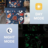 Wink Deer Twin Comforter Set for Boys-5 Pieces Sports Ball Games Glow in the Dark Twin Bedding Sets for Kids, Ultra Soft Bed in A Bag with Sheets Wink Deer