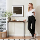 Tujurich Narrow Entryway Console Table & Sofa Side Table - Industrial Hallway Table for Small Spaces, Behind Couch Table, Multi-Functional Living Room Bedroom Office,Brown, 29.5" x 9.4" x 29.5" Tujurich