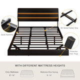 Einhomn Floating Bed Frame King with Led Lights & Charging Station, King Size Platform Bed Frame w/Storage Headboard, Heavy Slats Support, No Box Spring Needed, Easy Assembly, Black Einhomn