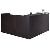 NBF L-Shaped Modern Reception Desk with Counter - 71" W x 30" D Retail Checkout Counter - Reversible Front Desk Reception Counter - Countertop Welcome Desk for Office Lobby Salon Store, Brown nbf signature series