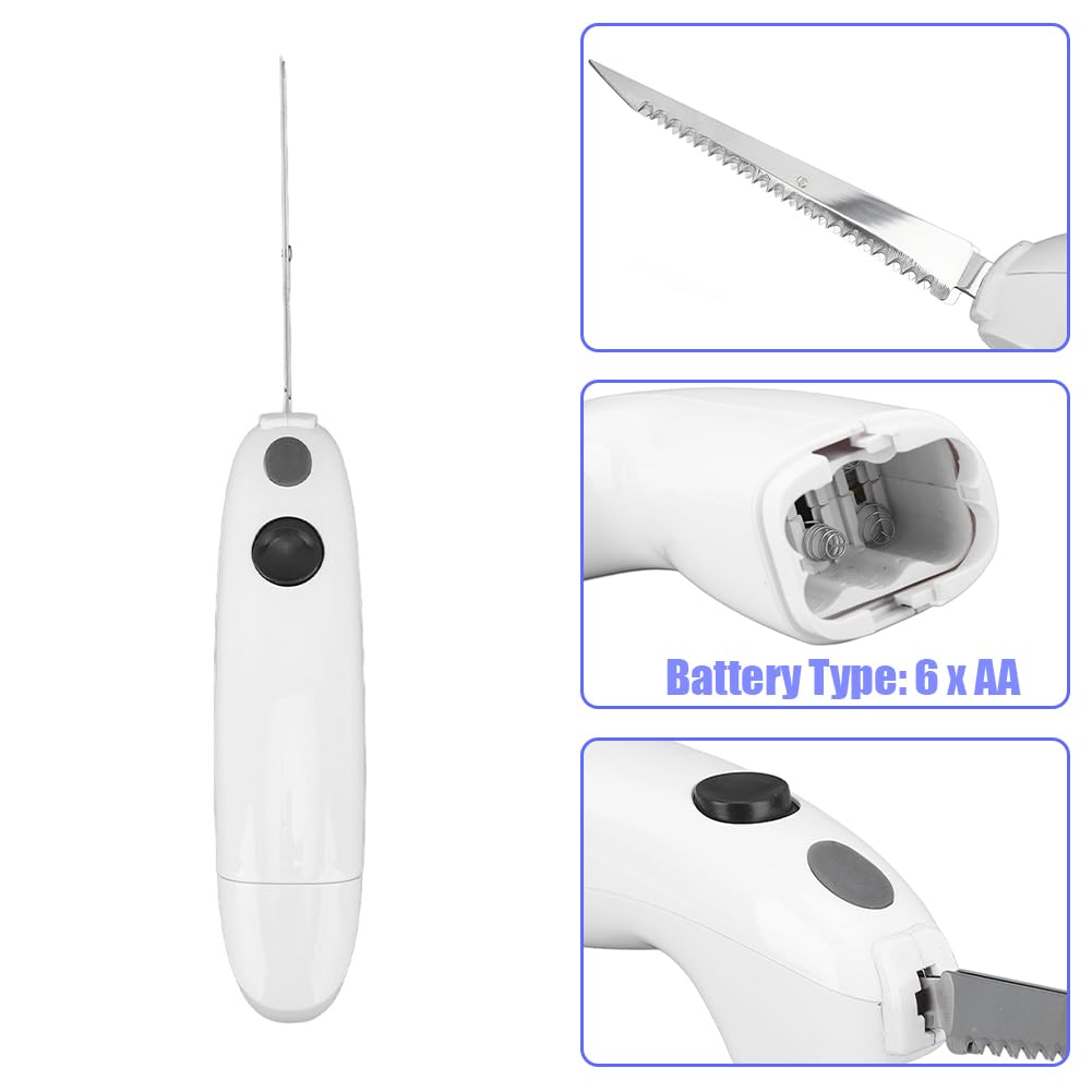 Leopacat Electric Fillet Knife, Powered Stainless Steel Cordless Steak Carving for Meat Portable Kitchen Home Restaurant Picnic Fish with Ergonomic Handle Serrated Blades Raw Cooked Food Leopacat