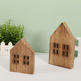 iMagitek 2 Pack Block Farmhouse Home Wooden Sign House Shaped Wooden Sign Tiered Tray Decor for Home Room Table (Brown) iMagitek