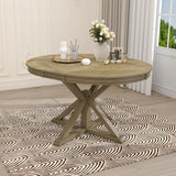LUMISOL Dining Table for 6 People, 42"-54" Extendable Round Kitchen Table with a 12 Inch Leaf, Farmhouse Wooden Dining Table for Dining Room, Living Room, Apartment, Space-Saving, Natural LUMISOL
