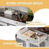 Dog Crate Furniture for 2 Dogs, 47" Double Dog Kennel with Removable Divider and 2 Drawers, Decorative TV Stand Side Table, Indoor Pet Cage for Large/Medium/Small Dogs White GAOMON