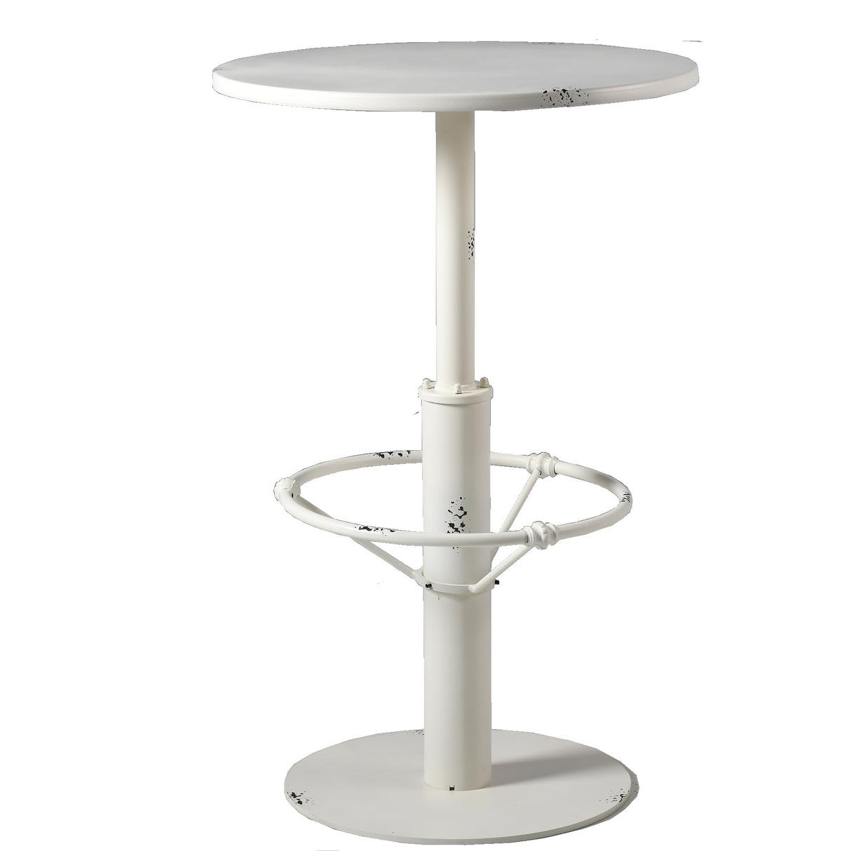 Diwhy Industrial Pub Table 23.6" Iron Round Desktop 37.4" Height Cast Iron Bar Table Antique White Diwhy