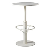 Diwhy Industrial Pub Table 23.6" Iron Round Desktop 37.4" Height Cast Iron Bar Table Antique White Diwhy