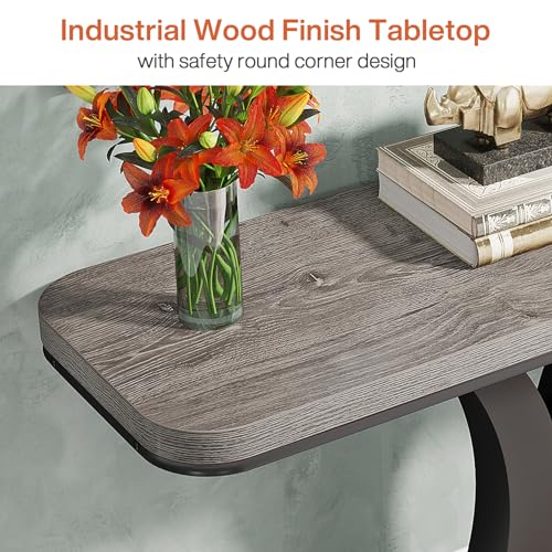 Tribesigns Industrial Console Table, 40 inch Narrow Entryway Foyer Table with Geometric Base, Rustic Hallway Accent Table for Living Room, Entrance Tribesigns