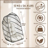 Chihee Egg Chair Foldable Wicker Rattan Hanging Swing Chair Indoor Outdoor Patio Wicker Chair Hammock Chairs with Stainless Steel Hanging Kit Chain Link UV Resistant Cushion Bedroom Balcony