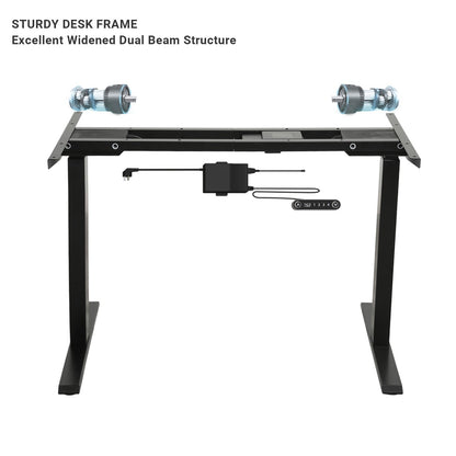 Sileye Electric Sit Dual Motor Height Adjustable, Memory Stand Up Desk with Drawer, Ideal for Daily Use at Home Office, Bedroom, 63x30 Inch, Dark Brown - WoodArtSupply