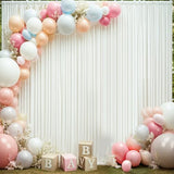 50×14ft Wrinkle Free Ivory Backdrop Curtain, Soft Silky Easy to Drape Cream Wedding Drapes for Backdrop, 10 Panels 5×14ft Photo Backdrop Curtains for Parties Birthday Photography Background Cloth NSSONBEN