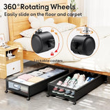 LeArex Under Bed Storage Containers with Wheels 2 Pack Underbed Shoe Storage Bedroom Storage Bins Organizer Large Capacity Under Bed Storage with Lid for Clothes Shoes Toys Blankets (Black) LeArex