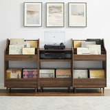 Crosley Furniture Liam 3-Piece Turntable Record Player Stand And Vinyl Storage, Mid Century Modern, Walnut Crosley Furniture