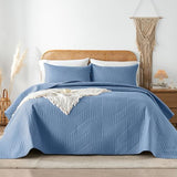Davulos Twin Quilt Bedding Set,Bluish Grey Ultrasonic Quilt Set Reversible Microfiber Bedspread,Lightweight Soft Modern Geometric Coverlet Set for All Seasons(1 Quilt,1 Pillow Sham) Davulos