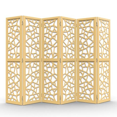 VINGLI 70'' H Room Divider, Non-Woven Fabric Privacy Screen, Indoor Partition Wall Dividers, Freestanding Hinged Space Separator with Modern Unique Pattern (Gold, 6 Panel) VINGLI