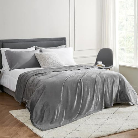 Hansleep Fleece Blanket Twin Size Grey, Soft Cozy Twin Blanket, Fuzzy Flannel Blanket for Bed, Sofa, Couch, Travel, Camping, 60 x 80 Inches Hansleep
