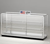 72" Glass Display Showcase Cabinet –Silver Aluminum Frame, Tempered Glass Shelves, Lockable Sliding Doors & LED Lighting – Extra Vision Retail Fixture for Stores, Exhibits & Collectibles Generic