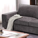 LEISLAND 88.58" Modern Sofas Couches for Living Room, Chenille Deep Seat Sofas & couches with Metal, Removable Low-Back Sofa Cushion and Detachable Sofa Cover/Easy to Install(Dark Grey) LEISLAND