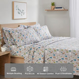 Comfort Spaces Cotton Flannel Sheets Twin Size, Ultra Soft Flannel Sheet Set with 12" Elastic Pocket , Novelty Print Warm Flannel Bedding, Multi Forest Animals 3 Piece Comfort Spaces