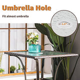 MCombo Patio Dining Set 5 Pieces, Black Outdoor Dining Table and Folding Chairs, Metal Frame Patio Wicker Furniture Set with Square Glass Table Top, for Lawn, Deck, Garden MCombo