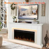 Weyderk 69" Electric Fireplace with Mantel, Fireplace TV Stand with 42" Fireplace Insert for Livingroom/Bedroom, Realistic 3D Flame & 15 LED Colors, Remote Control, 750/1500W Heats, Faux Stone Finish Weyderk