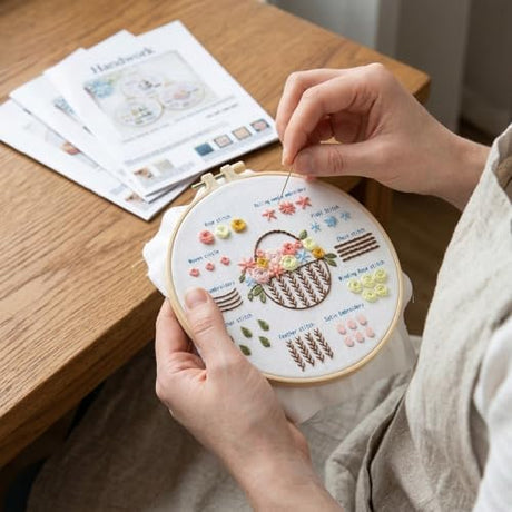 QIZUOLIFE 3 Pack Embroidery Kit for Adults Beginners, Pre‑Stamped Potted Plant Flower Basket Needlepoint Set, DIY Needlework Supplies with Step‑by‑Step Video Tutorials, Handmade Craft Gift Home Decor QIZUOLIFE
