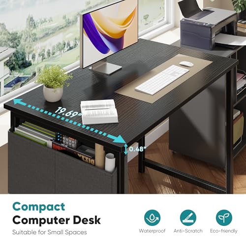OLIXIS Computer Desk 31 Inch Home Office Desks for Small Spaces, Gaming Writing Study Work Table with Storage Bag for Bedroom, Black OLIXIS