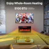 Sweetcrispy 36" Electric Fireplace Wall Mounted or Recessed Insert, 1500W/750W Freestanding Fireplaces Heater with Remote Control,13 Adjustable Flame Color, 12H Timer, Touch Screen Sweetcrispy