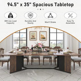 Hlivelood 94Inch Dining Table for 10 People,Modern Brown Rectangular Kitchen Table W/Waterproof Wood Tabletop,Long Dining Room Tables W/Adjustable Legs&Metal Frame for Kitchen Living Room?Brown? Hlivelood