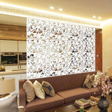 LRZCGB Hanging Room Divider,24 Pieces PVC Screen Partition Panel with Butterfly Flower Bird for Living Dining Study Sitting-Room Hotel Bar Decoration (White, 24) LRZCGB